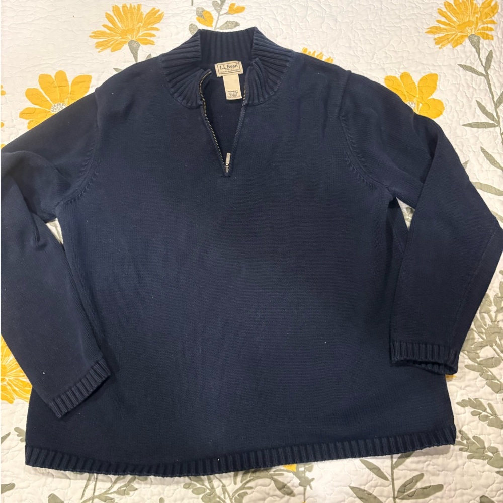 L.L. Bean Dark Blue Women's Zip-Up Sweater